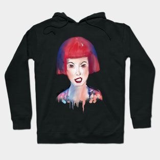 Cool Girl with Red and Blue Hair 'Making a Face' Hoodie